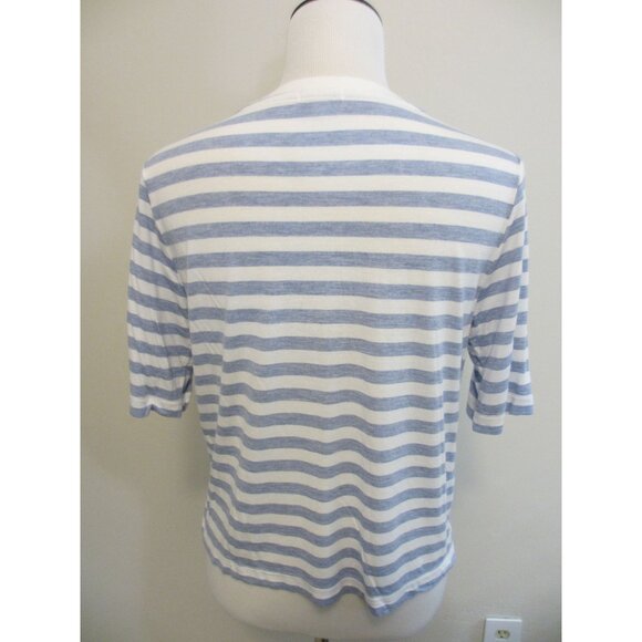 GAP CROP PALE BLUE AND WHITE STRIPED SHORT SLEEVED TSHIRT XS - Picture 4 of 5